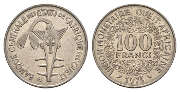 Западная Африка (BCEAO) 100 франков 1974 KM 4 никель 4650-747