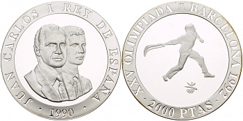 Испания 2000 песет 1990 XXV летние Олимпийские игры 1992 года в Барселоне, сквош KM 867 серебро PROOF 1088-8-64