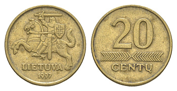 Литва 20 центов 1997 KM 107 никель латунь 4115-941