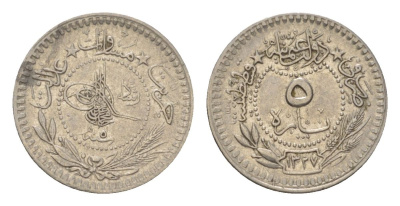 Турция, Османская империя 5 пара 1909 (1913) (5) AH 1327 KM 759 никель 4625-1157