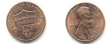 США 1 ЦЕНТ 2010 ЛИНКОЛЬН KM NEW цинк плакированный медью UNC 179-616