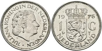 Нидерланды 1 гульден 1976 Юлиана (1948-1980) KM 184а никель 94-641