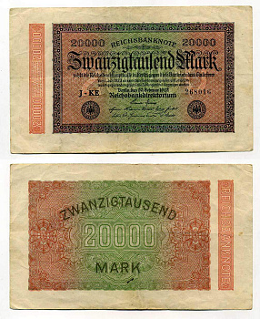 Германия 20000 марок 1923 20 февраля 1923, водянной знак L Pick 85 a  бумага   8619-40-1-1