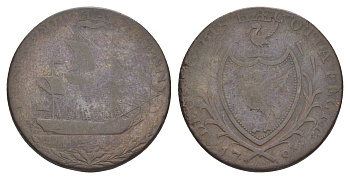 Великобритания, Ланкашир, Ливерпуль 1/2 пенни 1791 токен Dalton & Hamer 61 медь 1526-725