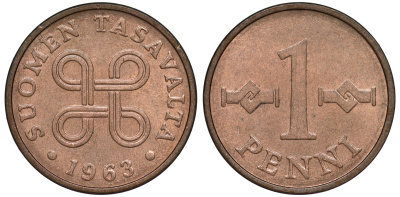 Финляндия 1 пенни 1963 KM 44 медь 3334-1024