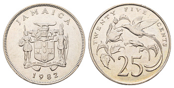 Ямайка 25 центов 1982 KM 49 медно-никель UNC 4672-116
