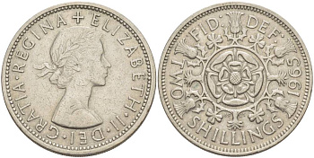 Великобритания 2 шиллинга (флорин) 1965 Елизавета II (1952-2022) KM 906, Spink 4146 медно-никель 4183-1233