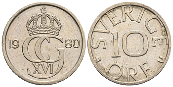 Швеция 10 эре 1987 Карл XVI Густав (1973- ) KM 850 медно-никель 4609-963