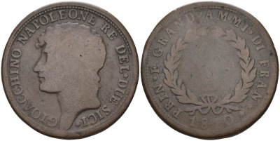 Италия, Сицилия 3 грано 1810 Иоахим Наполеон Мюрат (1808-1815) KM 102 медь 00-00