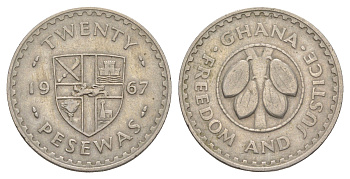 Гана 20 песев 1967 KM 17 медно-никель 4153-1035