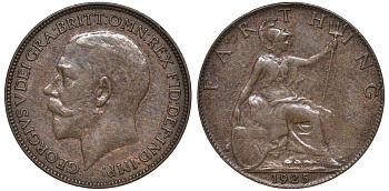 Великобритания 1 фартинг 1925Георг V (1910-1936) KM 808.2, Spink 4060 бронза 4609-1042