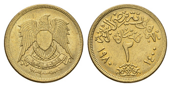 Египет 2 пиастра 1980 KM 500 алюминиевая бронза UNC 4673-121
