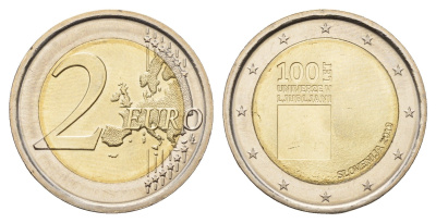 Словения 2 евро 2019 100 лет основанию Люблянского университета KM 138 биметалл UNC 68-656