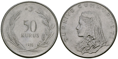 Турция 50 курушей 1976 Анатолийская невеста KM 899 нержавеющая сталь 4176-1251