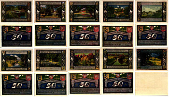 ПОППЕНБЮТТЕЛЬ, ГЕРМАНИЯ НАБОР ИЗ 10 БАНКНОТ 1921-1922 НОТГЕЛЬД, ЗЕМЛЯ ГАМБУРГ (1 ИЮЛЯ 1921 - 31 ДЕКАБРЯ 1921 (1922)) ARNOLD KELLER 1068.1 бумага UNC (ПРЕСС) 7487-56-3