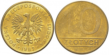 ПОЛЬША 10 ЗЛОТЫХ 1989 MW KM 152.2 латунь 213-835
