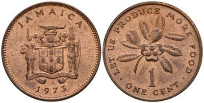 Ямайка 1 цент 1973 ФАО - Давайте производить больше еды KM 52 бронза 4601-755