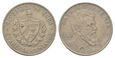 Куба 40 сентаво 1962 30 лет со дня рождения Камило Сьенфуэгоса Горриарана KM 32 медно-никель 4666-821