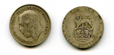 Великобритания 1 шиллинг 1922 Георг V (1910-1936) KM 816a, Spink 4023 серебро 29-856