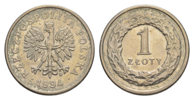 Польша 1 злотый 1994 MW Y 282 медно-никель UNC 4646-1032