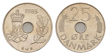 Дания 25 эре 1985 Маргрете II (1972-2024) KM 861 медно-никель 3459-916