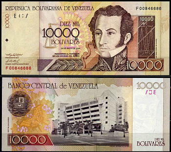 Венесуэла 10000 боливар 2004 25 мая 2004, Антонио Хосе сукре Pick 85d бумага UNC (пресс) 447-26-3