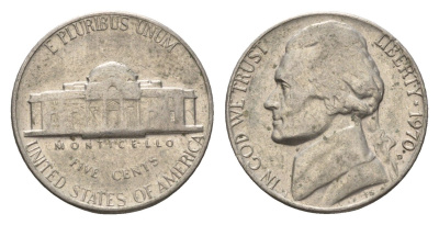 США 5 центов 1970 Джефферсон KM A192 медно-никель 4674-533
