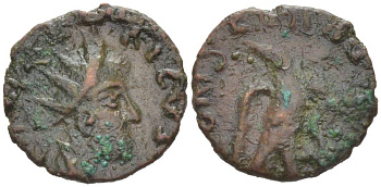 Римская Империя, императоры в Галлии антониниан 274 Тетрик, имитация монетного типа IMP C TETRICVS, бюст императора / CONSECRATIO, орел, локальная чеканка RIC 168 биллон 1073-20-75
