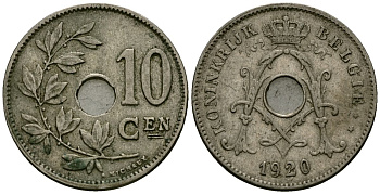 Бельгия 10 сантимов 1920 Belgie KM 86 медно-никель 4172-612