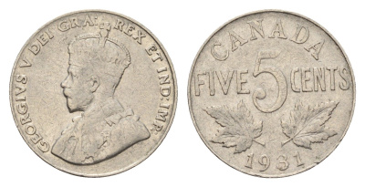 Канада 5 центов 1931 Георг V (1910-1936) KM 29 никель 4679-655
