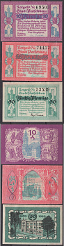 Патшкау полный набор из 3 нотгельдов (10, 25 и 50 пфеннигов) 1921 Grabowski 1052.1 бумага UNC (пресс) 7556-7-1-1