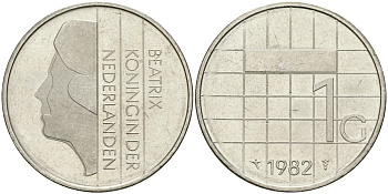 Нидерланды 1 гульден 1982 Беатрикс (1980-2013) KM 205 никель 4579-357