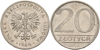Польша 20 злотых 1984 MW KM 153.1 медно-никель    4601-1117