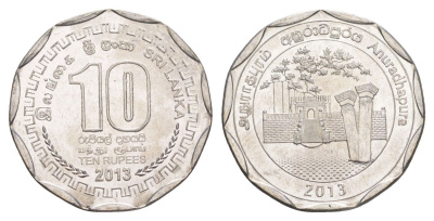 Шри-Ланка 10 рупий 2013 серия административные округа Шри Ланки, Анурадхапура, крепость KM 192 нержавеющая сталь UNC 4635-916
