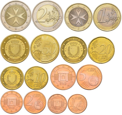 Мальта евронабор из 8 монет 2008 1, 2, 5, 10, 20, 50 евроцентов, 1 и 2 евро UNC 00-00
