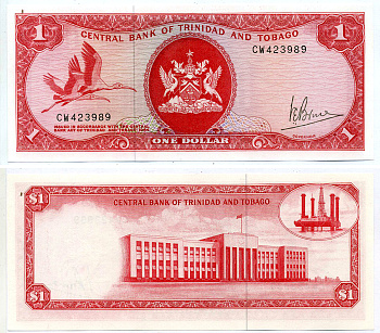 Тринидад и Тобаго 1 доллар 1977 подпись V. E. Bruce Pick 30 а бумага UNC (пресс) 2197-13-1-1