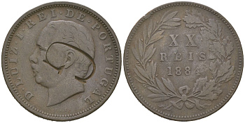 Португалия 20 реалов 1884 Луиш I (1861-1889) KM 527 бронза 4512-914