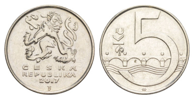 Чехия 5 крон 2017 KM 8 сталь плакированная никелем 4633-721