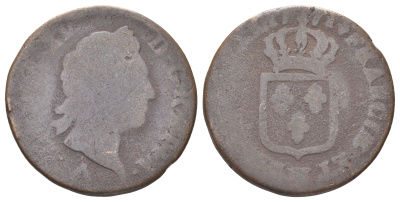 Франция 1 соль 1771 W, Людовик XV (1715-1774) KM 545 медь 4707-656