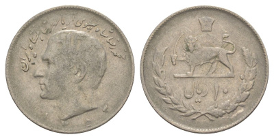 Иран 10 риалов 1973 (1352) Мухаммед Реза Пахлави Шах (1949-1979) KM 1178 медно-никель 29-1036