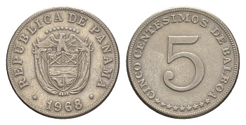 Панама 5 сентесимо 1968 KM 23.2 медно-никель 4644-113
