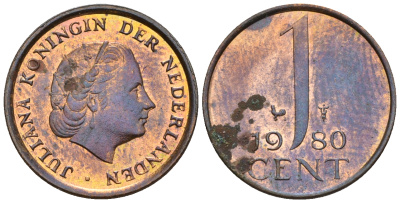 Нидерланды 1 цент 1980 Юлиана (1949-1980) KM 180 бронза UNC 220-528