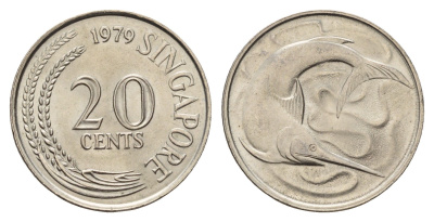 Сингапур 20 центов 1979 KM 4 медно-никель UNC 3999-112