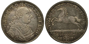 Брауншвейг-Вольфенбюттель 2/3 талера 1764 Е/ I.D.B., Карл I (1735-1780) KM 973.1, Welter 2733 серебро 00-000-00