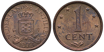 Нидерландские Антилы 1 цент 1973 Юлиана (1948-1980) KM 8 бронза UNC 4118-923