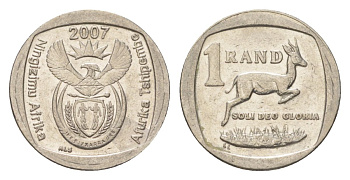 ЮАР 1 ранд 2007 KM 344 медь плакированная никелем 4627-449