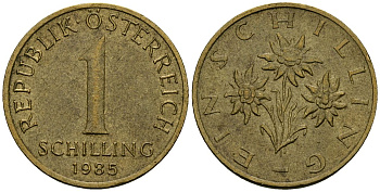 Австрия 1 шиллинг 1985 KM 2886 алюминиевая бронза 4167-1153