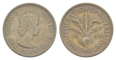 Нигерия 1 шиллинг 1959 KM 5 медно-никель 4642-113