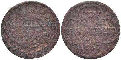 УТРЕХТ, НИДЕРЛАНДЫ 1 ДУИТ 1667 KM 44 медь 175-725