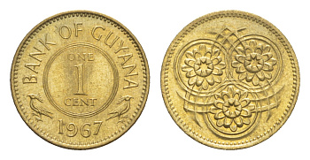 Гайана 1 цент 1967 Республика KM 31 никель латунь UNC 4659-515
